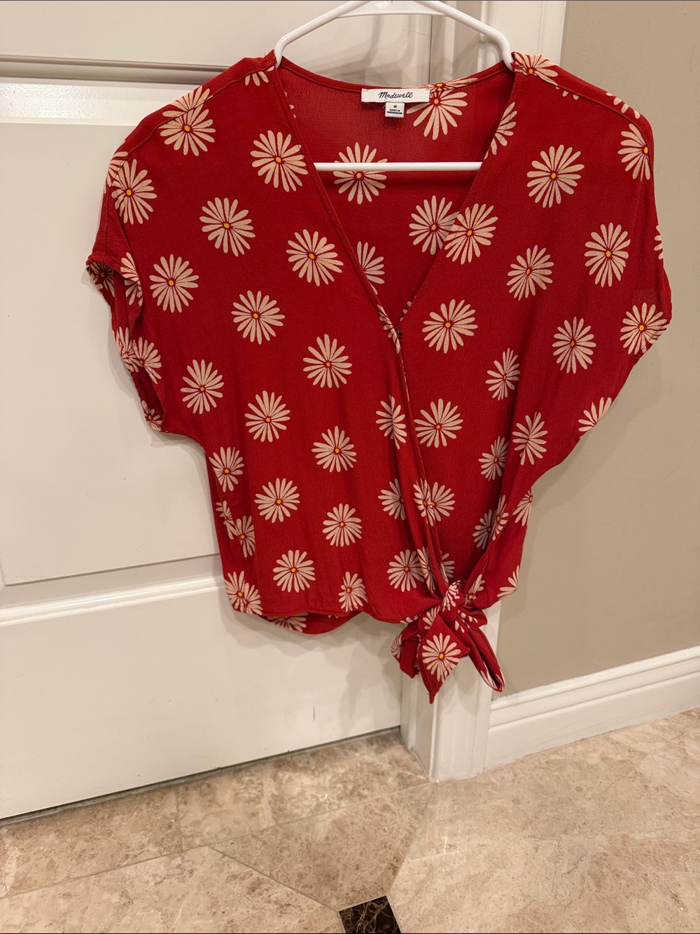 Madewell Daisy Daydream Print. Sash Tie Wrap Crop Top Blouse Size M